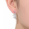 Guili Sterling Silver Rhodium Plated White Round Genuine Freshwater Pearl with Marquise and Round Cubic Zirconia Earrings, Pure Timeless Beauty - 2 of 3