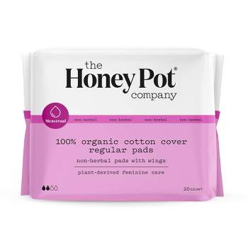 The Honey Pot Company, Non-Herbal Regular Pads with Wings, Organic Cotton Cover - 20ct