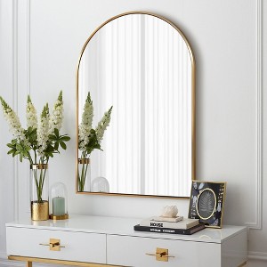 Beautyolove 24 in. W x 36 in. H Arched Gold Aluminum Alloy Framed Wall Mirror Decorative Wall Mirror - 1 of 4