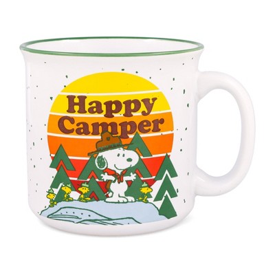 Silver Buffalo Peanuts "Happy Camper" Ceramic Camper Mug | Holds 20 Ounces