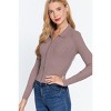 Slickblue Women's Zipper Front Sweater with Notched Collar, Long Sleeve Knit Top, Brick/Cream Beige/Dusk Mauve, Size S-L - 3 of 4