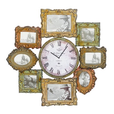 25 Traditional Iron Wall Clock with Assorted Photo Frames - Olivia & May