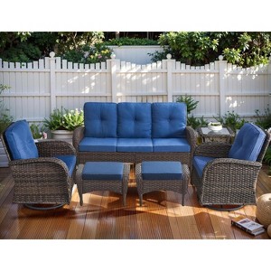 SUGOLD 6-Piece Patio Furniture Set, PE Wicker Outdoor Conversation Set with All-Weather Swivel Rocker Chairs - 1 of 1