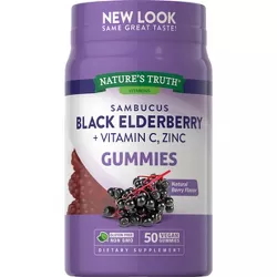 Nature's Truth Elderberry + Vitamin C Zinc Vegan Gummies - Natural Berry - 50ct