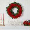 Nearly Natural 26” Geranium Artificial Wreath - 3 of 4