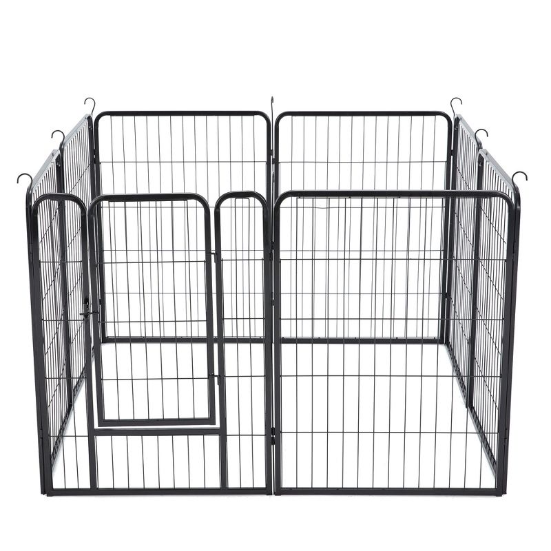 JOMEED Indoor and Outdoor Metal 8-Panel, 32" High Collapsible Dog Pet Playpen Kennel with Integrated Lockable Entry and Exit Door, Black, 3 of 7