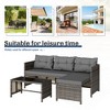 Celebalcony Outdoor Patio Furniture 3-Piece Rattan Outdoor Sectional SofaL Shaped Patio Couch with Cushion Glass Table for Balcony, Garden Gray - 4 of 4