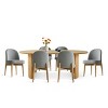 7-Pieces Dining Set for 6,Upholstered Armless Chair with Wood Legs,79 Inch Oak Oval Dining Table for Dining Room,Farmhouse-Tanpinhause - 2 of 4