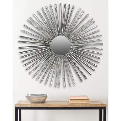 Radiant Silver 33.5" Contemporary Sunburst Round Mirror
