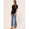 INSPIRE CHIC Women's Summer Peter Pan Collar Contrast Trim Puff Short Sleeve Blouse - 3 of 4