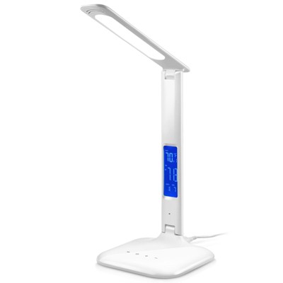 INNOKA LED Desk Lamp with 5V USB Charging Port, 3 Color Mode, 5 Brightness Levels, LCD Temperature Clock & Calendar for Home Office Table
