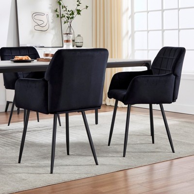 FONTOI Upholstered Dining Chairs Set of 2, Kitchen Chairs with Armrests, Easy to Assemble and Clean, for Living Room, Black, 21.65"*33.46"*22.83"