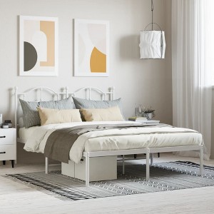vidaXL Metal Bed Frame with Headboard White 53.1 in.x74.8 in. - 1 of 4