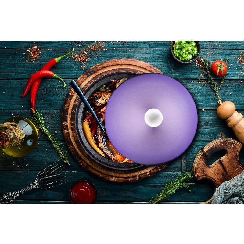Bruntmor 4 Quart All Clad Tagin Cooking Pot - Dish With Purple Diffuser, 3 of 9