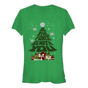 Juniors Womens Star Wars Christmas Gifts Be With You T-Shirt - 1 of 3