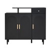 Okak Shoe Cabinet, Storage Cabinet with 3 Doors and One Drawer, Entryway Cabinet with Solid Wood Legs for Entryway, Living Room - 3 of 4