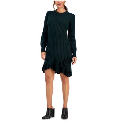 Taylor Womens Ruffled Hem Sweater Dress