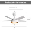 DOMETOUR 42 Inch Ceiling Fans with LED Light 22W and Remote Control 6 Wind Speed Reversible White for Bedroom - 3 of 4