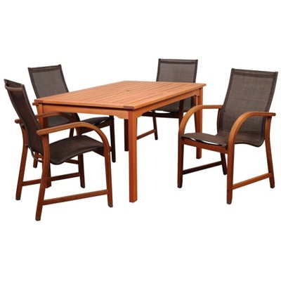 Bahamas 5pc Patio Eucalyptus Wood Dining Set - International Home Miami