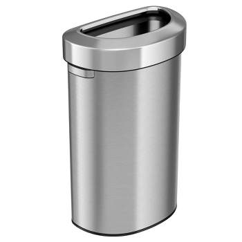 iTouchless Open Top Kitchen Trash Can 23 Gallon Semi-Round Silver Stainless Steel