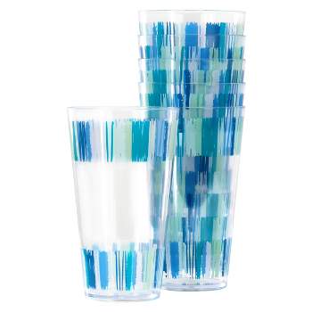 Gibson Home Tropical Sway Orleans 6 Piece 19 Ounce Plastic Tumbler Set in Blue