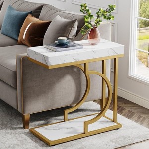 Hommoo Narrow C Table, Modern End Table Bedside Table with Metal Frame - 1 of 4