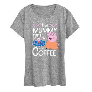 Women's - Peppa Pigs - Mummy Runs on Coffee Short Sleeve Graphic T-Shirt - 1 of 4