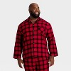 Men's Plaid Flannel Long Sleeve Shirt and Pants Holiday Matching Family Pajama Set - Wondershop™ Red/Black - 3 of 4