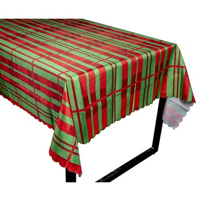 Juvale 2 Pack Red & Green Stripes Plaid Dining Tablecloth Table Cover for Christmas Party, 54 x 84 in