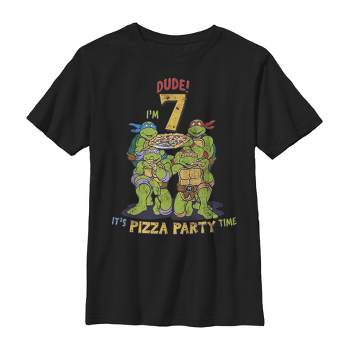 Boy's Teenage Mutant Ninja Turtles 7th Birthday Pizza Party T-Shirt