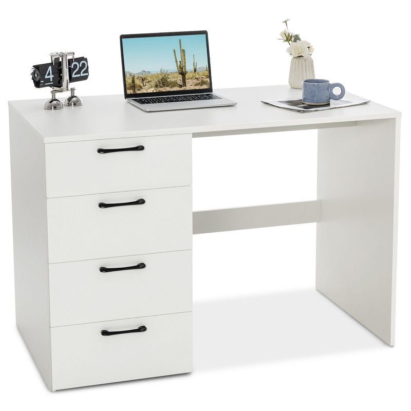 Costway Computer Desk Study Writing Workstation Vanity Table Home Office w/ 4 Drawers, 1 of 11