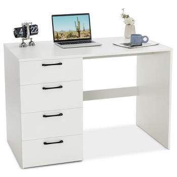 Costway Computer Desk Study Writing Workstation Vanity Table Home Office w/ 4 Drawers