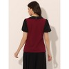 Allegra K Women's Contrast Peter Pan Collar Puff Short Sleeve Summer Top - 4 of 4