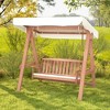 Costway Wood Porch Swing with Canopy Outdoor Patio 2-Seat Swing Bench with Cushions Backyard - 2 of 4