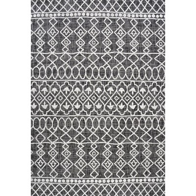 Handmade Rectangular Black/Ivory Diamond Synthetic Area Rug