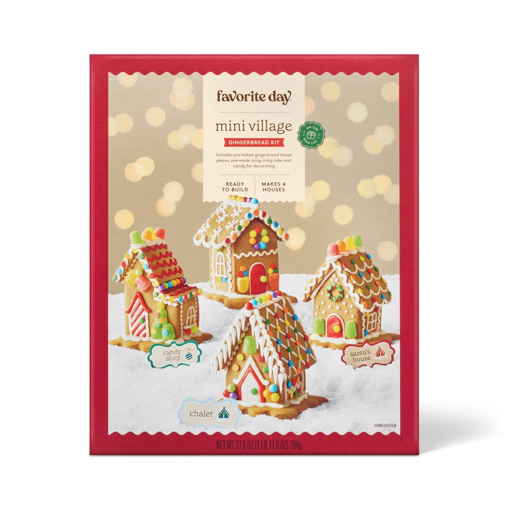 Assorted Christmas Santa's Donut Shop Gingerbread House Kit - 27.5oz - Favorite Day™, Christmas Mini Village Gingerbread House Kit - 36.2oz - Favorite Day™