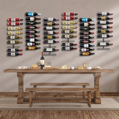 Sorbus 9-Bottle Wine Rack Wall Mounted for Wine Bottles, Liquor, Champagne, Black Metal Wine Bottle Holder for Home Bar, Wine Kitchen Storage