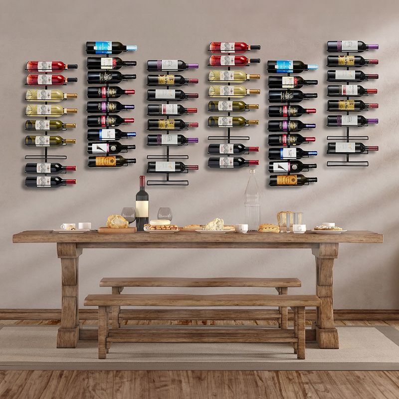 Sorbus 9-Bottle Wine Rack Wall Mounted for Wine Bottles, Liquor, Champagne, Black Metal Wine Bottle Holder for Home Bar, Wine Kitchen Storage, 3 of 10