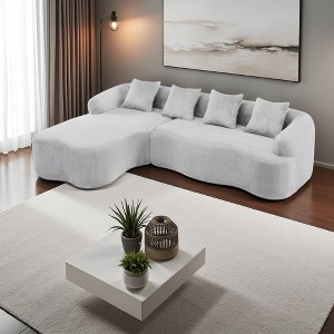 104.7" L-Shaped Modular Sectional Sofa with Curved Chaise & 4 Pillows - 1 of 4
