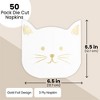 Blue Panda 50-Pack Cat Party Napkins, White Kitten Disposable Paper Napkins for Themed Birthday Supplies, 6.5" - 3 of 4