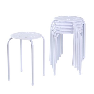 VECELO 6-Piece Stacking Stools, 17.7 in. Standard Height, Portable Plastic Colorful Decoration Stools for School Classroom or Office - 1 of 4