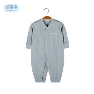 MyKids-USA Baby Solid Color Pit Strip Fabric Single Breasted Design Cotton Jumpsuit Pajamas - 1 of 4