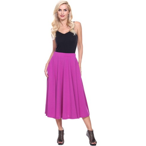 Women's Flared Midi Skirt With Pockets Purple Medium - White Mark : Target