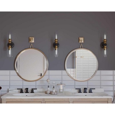 Antique Bronze 18.5" Vintage Bath Vanity Light with Clear Glass Shades