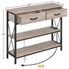 Yaheetech 3 Tier Console Table Sofa Table with Power Outlet, Gray - 3 of 4