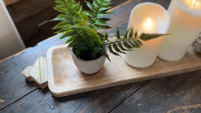 Natural Mango Wood Serving Tray with Carved Handles
