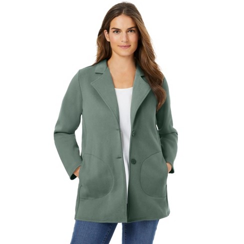 Woman Within Women s Plus Size Knit Blazer 18 20 Pine Target