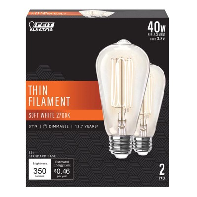 Feit Electric ST19 E26 (Medium) Filament LED Bulb Soft White 40 Watt Equivalence 2 pk