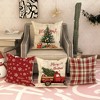 Lomsoe 4pcs Set, Christmas Tree Snowflake Truck Buffalo Plaid Pillow Covers, Red Green Cozy Pillowcases, Christmas Winter Sofa Bed Decor, No Insert - 4 of 4