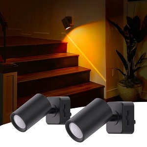 YANSUN 2-Pack 1W Plug-in Light-Controlled Night Light, Cylindrical, Adjustable, Amber Light, U.S. Two-Prong Plug - 1 of 4